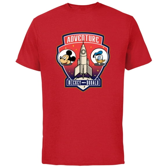Disney Mickey Mouse and Donald Duck Space Adventure - Short Sleeve Cotton T-Shirt for Adults - Customized-Red