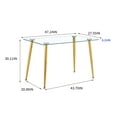 thumbnail image 2 of MIFI Glass Dining Table Set for 4 , Transparent , Kitchen&Dining room , 130*80* 8mm, Gold Metal Leg(1 PC), 2 of 7