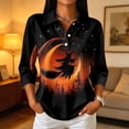thumbnail image 2 of Garbnen Halloween Polo Shirt for Women Funny Ghost Pumpkin Candy Women Golf Shirts Fall Winter 3/4 Length Sleeve Womens Pullover Black S, 2 of 4