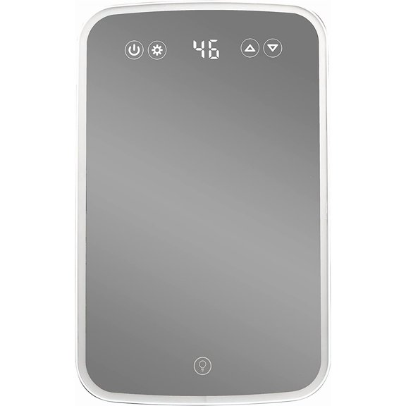7.4L Mini Fridge with Mirror & Light in White LED light digital display touch activated 7.4 L / 0.26 cu.ft. capacity