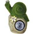thumbnail image 3 of Solar Powered Garden Snail On Rock Sculpture in Flocked Artificial Grass Decorative Sculpture 13.5 Inches, 3 of 4