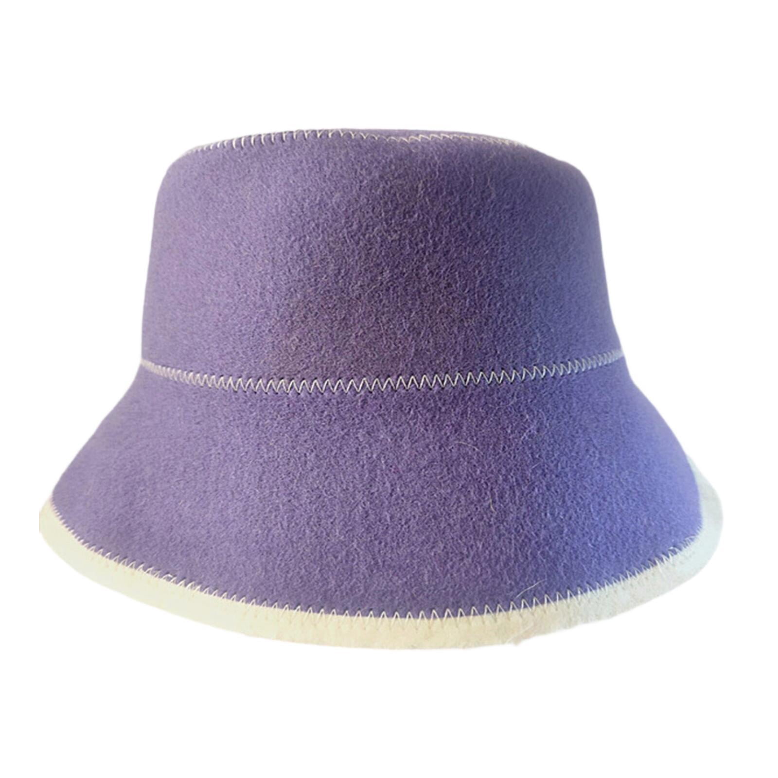 oshhni Felt Cloth Sauna Hat Bath Accessories Sauna Cap for Bath House Men Women SPA Purple