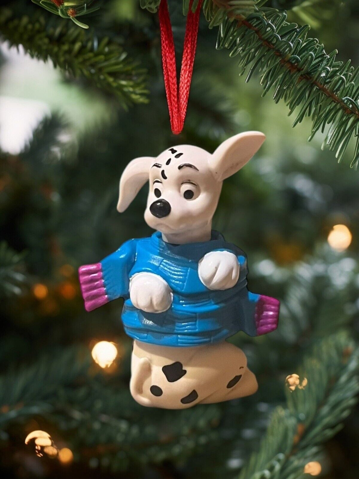 ORNAMENT 101 Dalmatians Green Christmas Wrap Vintage Disney