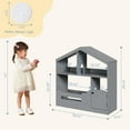 thumbnail image 2 of Senfot 2-Tier Kids Bookshelf & Toy Storage Organizer with Built-In Motion Sensor Light Wooden House-Shaped Book Rack, Grey, 2 of 6