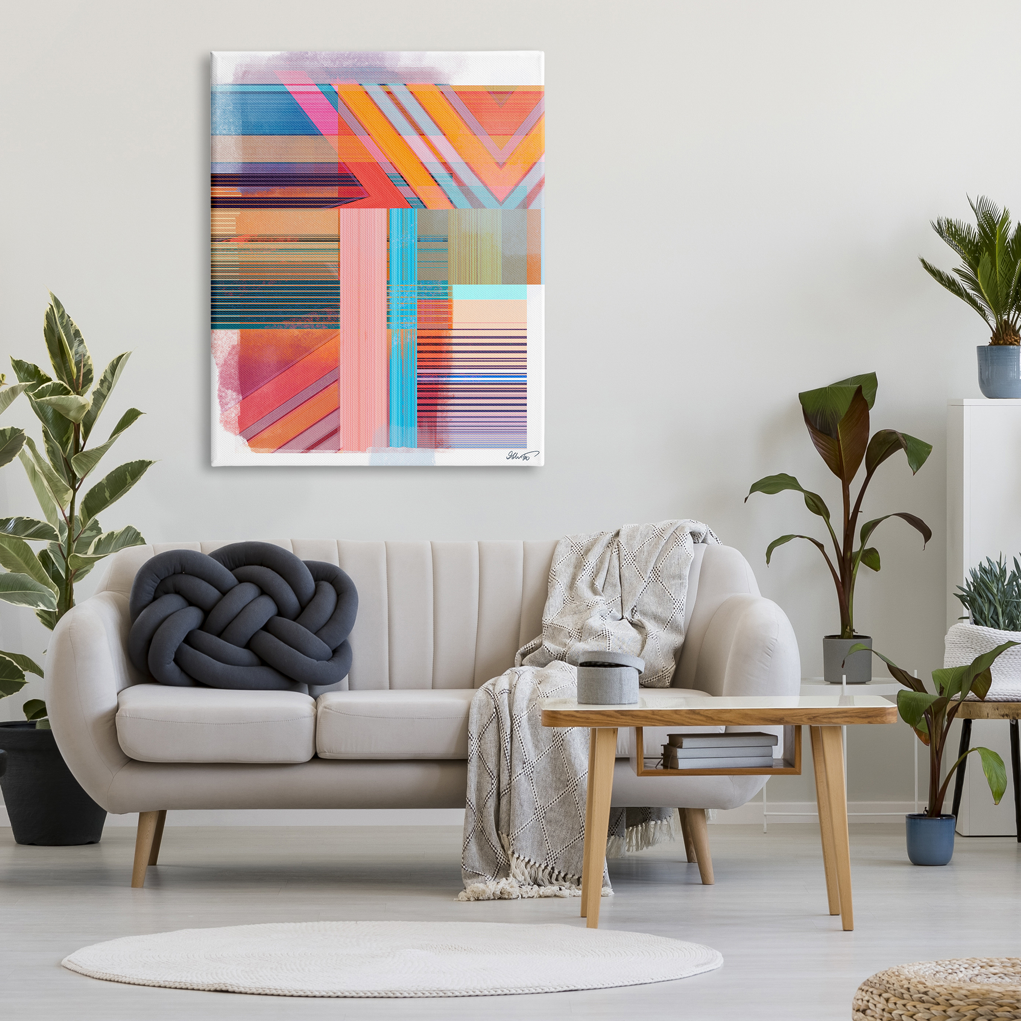 Stupell Industries Modern Overlapping Patterns Abstract Painting Gallery Wrapped Canvas Art Print Wall Art, 36 x 48
