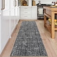 thumbnail image 2 of Garvee 2'x6' Solid Runner Rugs, Washable Modern Accent Rugs Foldable Printed Indoor Rug Carpet, Stain-Resistant Soft Low Pile Floor Mat for Entryway Bedroom Hallway Kitchen, Dark Gray, 2 of 8