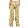 thumbnail image 2 of Raenseen Kids Boys Girls Shiny Metallic Pants Joggers Sweatpants Jazz Hip-hop Dance Pants Gold 6, 2 of 5