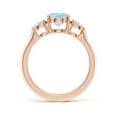 thumbnail image 2 of ANGARA Natural Oval 1.5 ct Aquamarine and Diamond Three Stone Engagement Ring in 14K Rose Gold for Women (Size-9x7mm) | March Birthstone, Anniversary, Jewelry Gift for Women | Natural Aquamarine Ring, 2 of 10