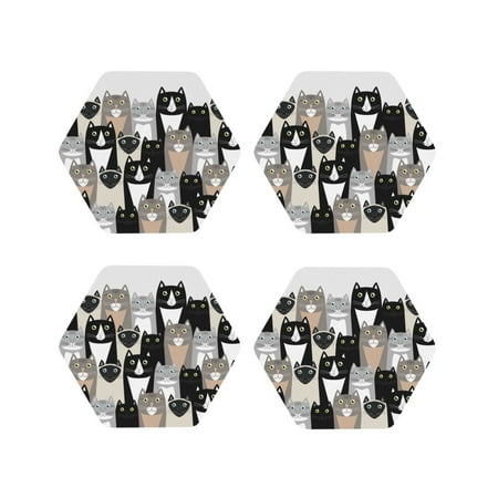 

Matuu Colors Cats for Cup Coasters Set of 4 Leather Coasters Desk Coasters for Office Measures 4” x 4”-Hexagon