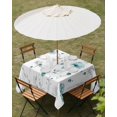 thumbnail image 3 of Outdoor Tablecloth with Umbrella Hole, Turquoise Flowers Spillproof Waterproof Outdoor Table Cover, Farmhouse Spring Botanical Floral Patio Tablecloths for Party/Garden/Picnic, Square 54"x54", 3 of 9