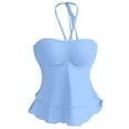 thumbnail image 4 of Product Tube Tops/2 | Women's Neck Ruffled Camisole Top With European Style | Women's Layered Ruffle Top Ruched Backless Peplum Tank Cute Summer Top, 4 of 5