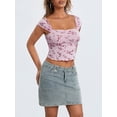 thumbnail image 5 of KelaJuan Women Crop Floral T-Shirts Summer Short Sleeve Basic Tops Casual Pullovers for Streetwear Aesthetic Grunge Clothes, 5 of 6