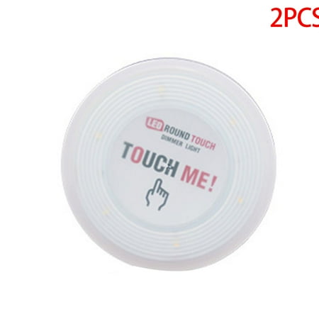 

Machinehome 2Pcs Round Plastic 6 LED Lamp Batteries Powered Touching Control Night Light Corridor Kitchen Light