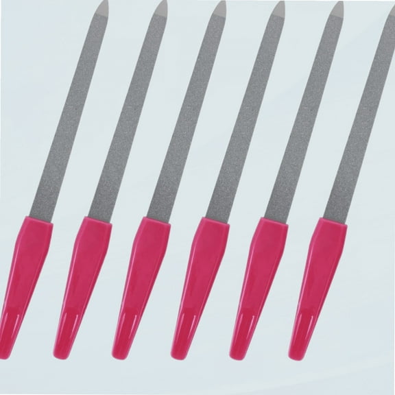 6Pcs Sword Nail File, Stainless Steel Metal Nail Files with Non-Slip Handle Double Sided Sapphire File Manicure Pedicure Finger & Toe Nail Care for Women and Men