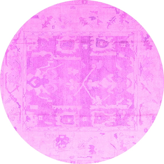 Ahgly Company Indoor Round Abstract Pink Modern Area Rugs, 5' Round