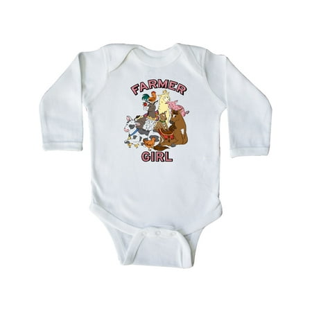 

Inktastic Farmer Girl with Happy Farm Animals Gift Baby Boy or Baby Girl Long Sleeve Bodysuit