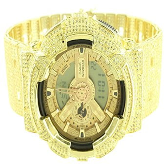 Mens Exclusive Icy Yellow Lab Created Cubic Zirconia Gold Finish Original Real G-Shock