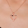 thumbnail image 3 of Gem Stone King 18K Rose Gold Plated Silver Black Diamond and Pink Sapphire Heart Pendant Necklace for Women | 0.19 Cttw | Gemstone April Birthstone | Round 3.5MM | With 18 inch Chain, 3 of 6