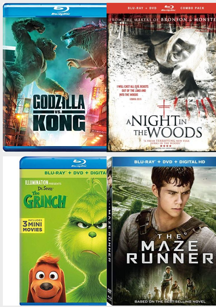 Assorted 4 Pack Blu-Ray Bundle: Godzilla vs. Kong, A Night in the Woods