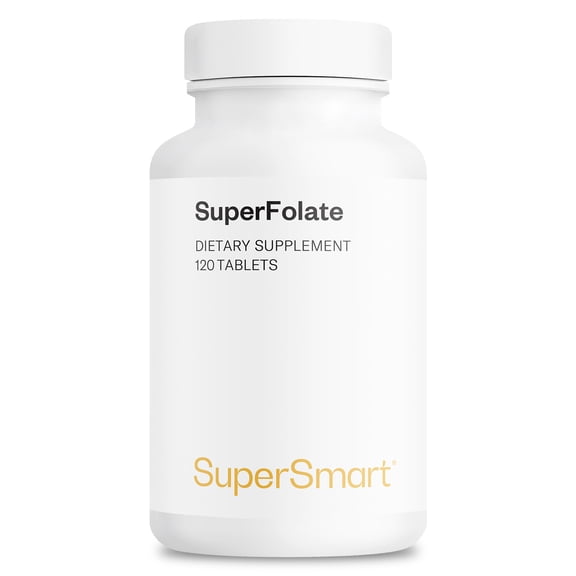 SuperSmart SuperFolate 400mcg / 4g per Day (Patented & Bioavailable) - Quatrefolic 5-MTHF Supplement - Active Folate Vitamin B9 | Non-GMO & Gluten Free - 120 Tablets