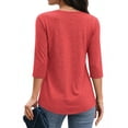 thumbnail image 3 of MOYIKO 3/4 Length Sleeve Womens Tops Crew Neck T Shirts Pleated Tunic Summer Blouses Dressy Casual, 3 of 7