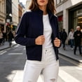 thumbnail image 3 of cocolona Womens Full Zip Workout Jackets Collared Trendy Casual Solid Color Sport Sweatshirts Lightweight Running Fall Tops, 3 of 6