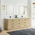 thumbnail image 4 of Porto 84" Aged Natural Oak Double Bath Vanity with Fish Maw White Quartz Stone, 4 of 15
