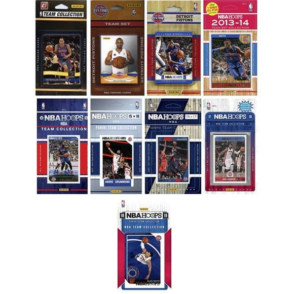 C&I Collectables PISTONS918TS NBA Detroit Pistons 9 Different Licensed Trading Card Team Sets