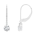 thumbnail image 1 of Angara Lab Grown Diamond Earrings - Prong-Set Round Diamond Leverback Dangle Earrings in Platinum for Women, 1 of 7