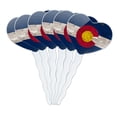 thumbnail image 1 of Rustic Distressed Colorado State Flag Heart Love Cupcake Picks Toppers Decoration Set of 6, 1 of 6