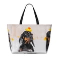 thumbnail image 2 of Fotbe Dachshund Sitting in Bathtub Bolsa de Viaje para Playa - Resistente al Agua, Bolsa Tote de Gran Capacidad y Ligera con 7 Bolsillos para Mujeres y Hombres, 2 of 7