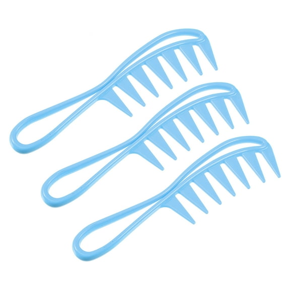 Unique Bargains 3 Pcs Hair Comb Wide Tooth Anti Static Detangling Comb for Wet and Dry Blue