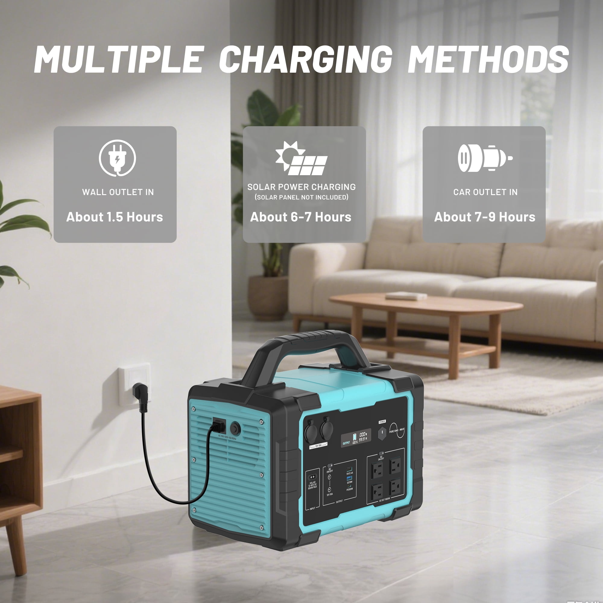 1800W Power Portable Power Station with 1024Wh Solar Generator,All-in-One Power Bank for Refrigerator, CPAP, Laptop, Phone, for Outdoor Camping, RV Travel, Van Life, Tailgating, Blackouts