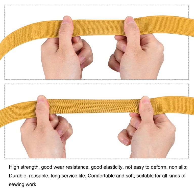 Twill Elastic Band Double Side 1.5 Flat 2 Yard 1 Roll Flat Elastic Ribbon  Cord Yellow for Sewing, Waistband