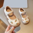 thumbnail image 6 of GiLiling Girls Mary Jane Shoes, Girls Flats with Carrot Embroidered Design Hook-and-Loop Strap, Leather Flats with Non-Slip Rubber Sole for Casual and Dress Wear (Beige, 7-8 Years), 6 of 6