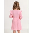 thumbnail image 4 of Gyratedream Toddler Fall Winter Long Sleeve Dress Ruffle Long Sleeve Ribbed Knit Button Down Casual Dresses 2-7 Years, 4 of 9