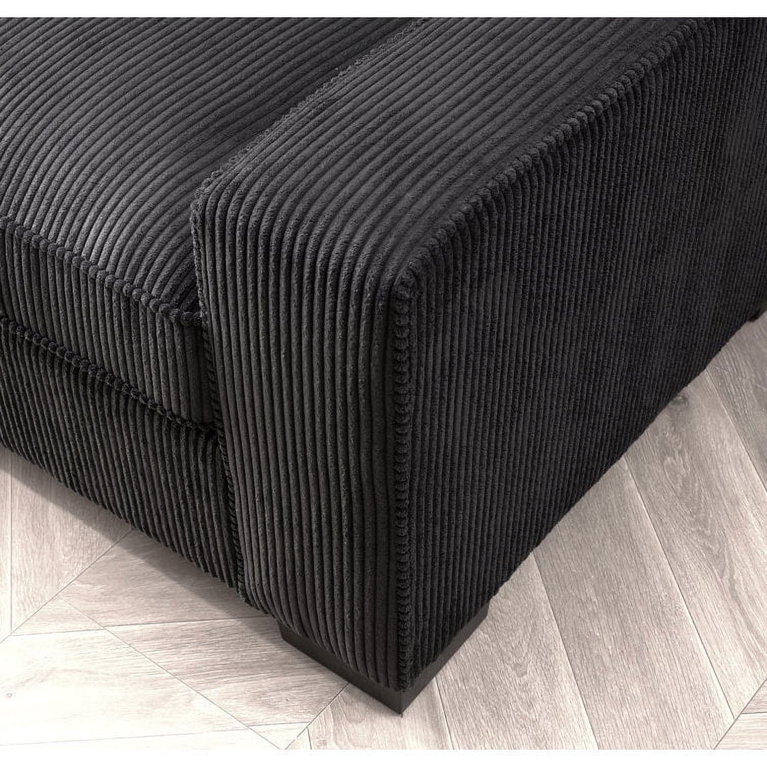 US Pride Furniture Modern Corduroy Spacious Standard 79.5 in Sofa with Cushions, Black