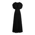 thumbnail image 5 of Miluxas Women's Maxi Dress Deep V Neck Sleeveless Pleated Waist Long Dress formal Evening Gown Elegant Wedding Guest Cocktail Party Dress Black, 5 of 8