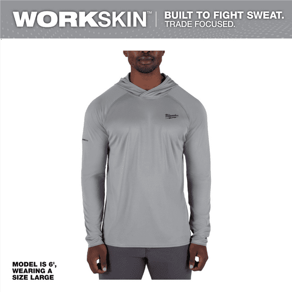 Milwaukee Tool WORKSKIN Hooded Sun Shirt- Gray -2X