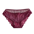 thumbnail image 4 of Gibobby Panty Microfibra con Encaje Calzoncillos mujer Bragas cintura Bragas encaje malla sexy transpirable para niñas（Vino， 2XL), 4 of 5