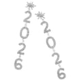 thumbnail image 2 of par de pendientes de copo de nieve para mujer, pendientes colgantes de copo de nieve de invierno con letras y números de Navidad, regalo de Año Nuevo 2026 para mujer, plata, 2 of 8