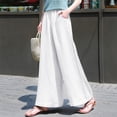 thumbnail image 2 of Outfmvch Gauze Pants Flowy Wide Leg Drawstring High Waist Linen Palazzo Pants for Women High Waisted Linen Pants Women Culottes for Women Beach Linen Trousers Women' S Culottes White S-3XL, 2 of 5
