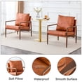 thumbnail image 5 of PU Leather Accent Chair Set of 2, Mid Century Upholstered Armchair with Imitation Wood Color Metal Frame, Extra-Thick Padded Backrest and Seat Cushion Sofa Chair for Living Room (Brown), 5 of 7