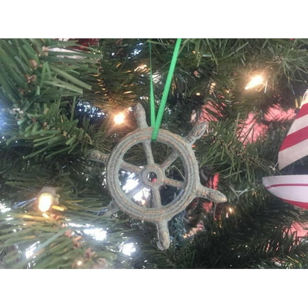 New Christmas Color Wheel Antique Bronze Cast Iron Ship Wheel Decorative Christmas Ornament 4
