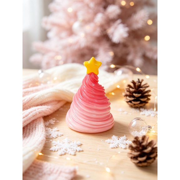 Mini Christmas Tree Figurines,1Pc Colorful Resin Small Christmas Tree Ornaments, Creative Micro Landscape Decorations, Star Top Tiny Xmas Tree Statues, Cute Tabletop Miniature Holiday Decor Ornament