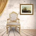 thumbnail image 3 of Giovanni Battista Cimaroli 24x19 Gold Ornate Framed and Double Matted Museum Art Print Titled - River Landscape with Figures, 3 of 4