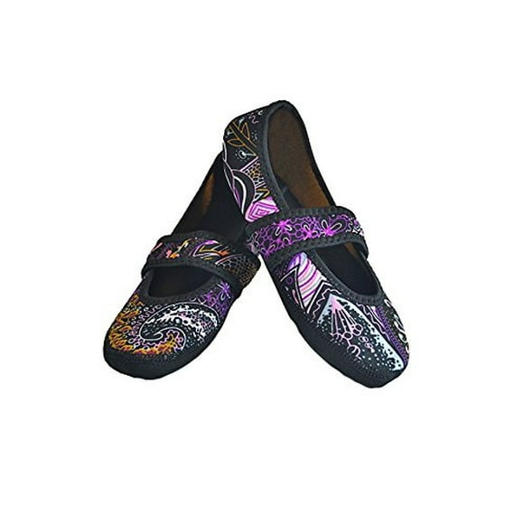 (X-Grand, Paisley) - Nufoot Betsy Lou Chaussures pour Femmes, Meilleures Ballerines Pliables et Flexibles, Chaussettes Pantoufles, Pantoufles de Voyage et Chaussures d'Exercice, Chaussures de Danse, Chaussettes de Yoga, Chaussures de Maison, Pantoufles d'Intérieur, Paisley, X-