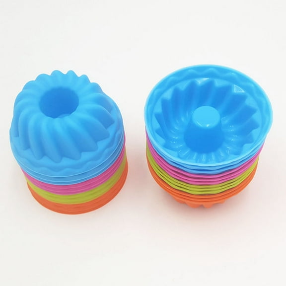 Masteelf Reusable Silicone Baking Molds for Cake Making DIY Thread Shape Muffin Cups Assorted Color 12 Pcs