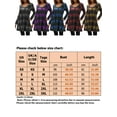 thumbnail image 2 of Women's Casual Plaid Mini Dress Long Sleeve V Neck Loose Short Dresses Spring Fall Vintage Purple M, 2 of 2