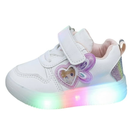 

NIUREDLTD New Princess Shoes Cartoon LED Lights Small And Medium Girls Fashion Board Shoes Children Shoes Size 28